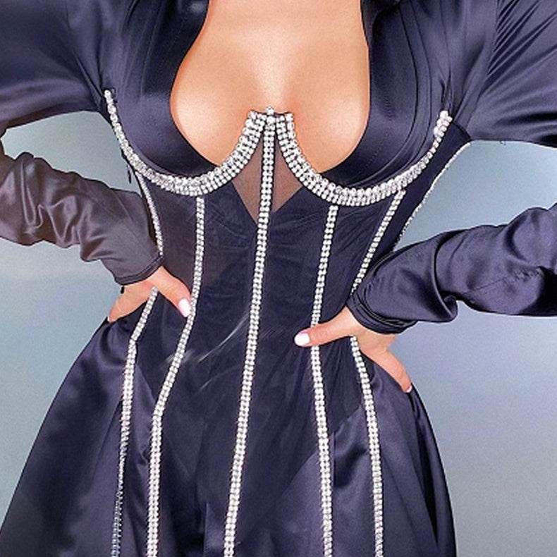 Women's Polyester Black Chain Shapewear - Mubimart
