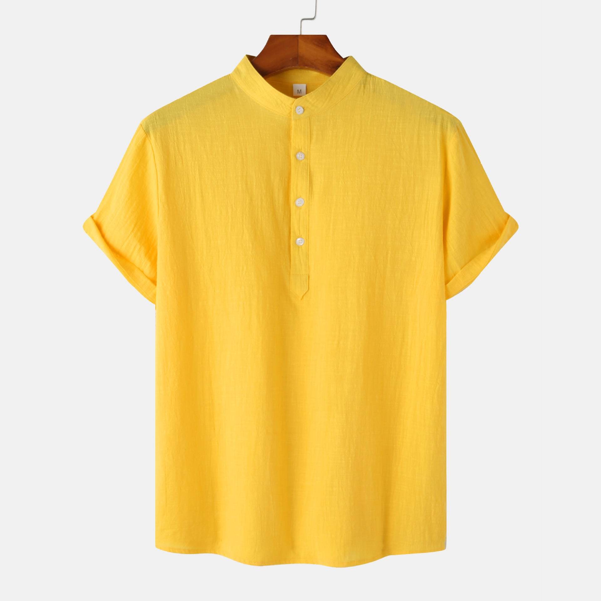 Casual Solid Color Shirt Short Sleeve Shirt Beach T-Shirt Tops Summer Mens Clothing - Mubimart