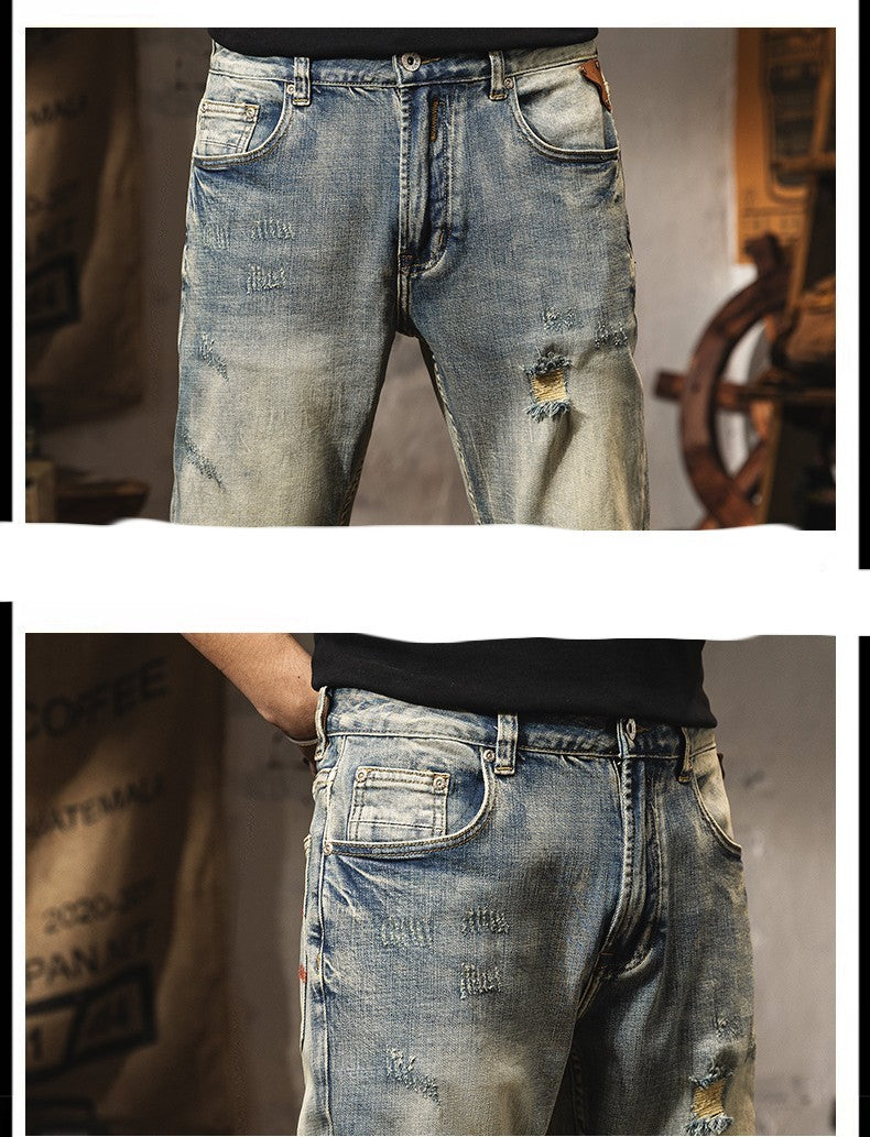 Vintage distressed jeans voor heren, slim fit