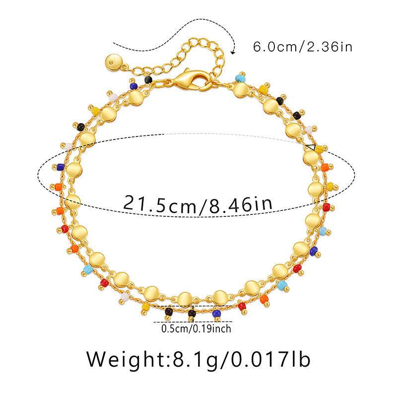 Candy Color Small Rice-shaped Beads National Style Anklets - Mubimart