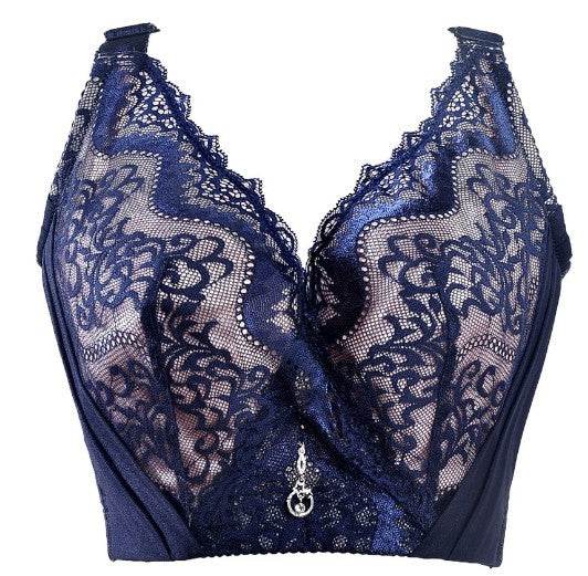 Thin Plus Size Bra Big Chest Small Lace Full Cup Bra - Mubimart