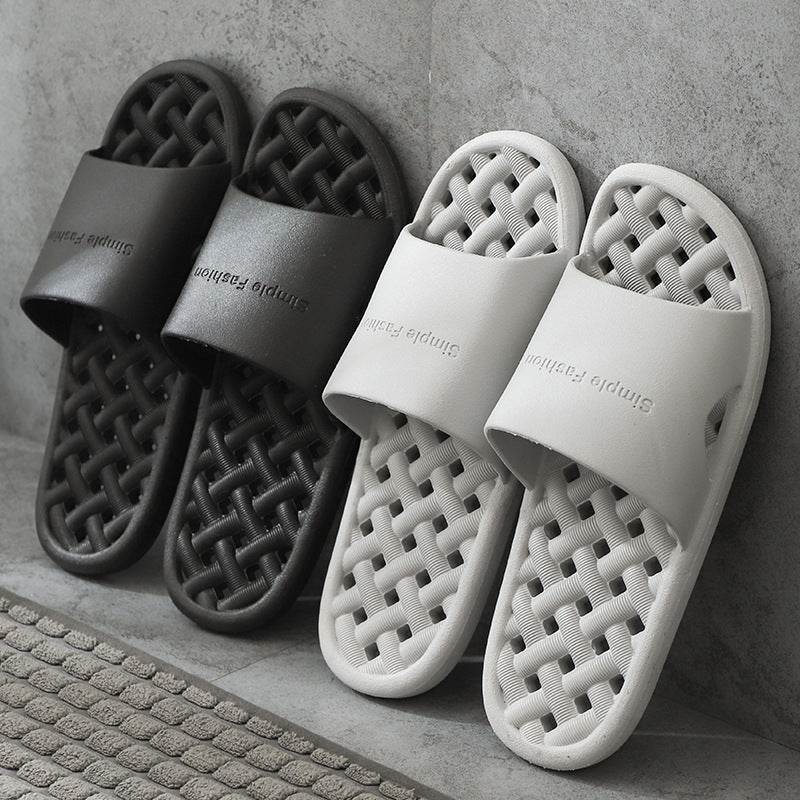 Solid Color Letter Bath Indoor Non-slip Plastic Slipper - Mubimart