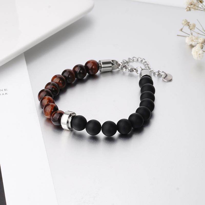 Bracelet Punk Men Women Natural Tiger-shaped Stone Stainless Steel Bangle - Mubimart