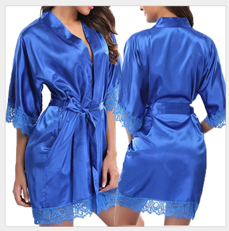 Sexy Faux Ice Silk Plus Size Nightgown - Mubimart -  