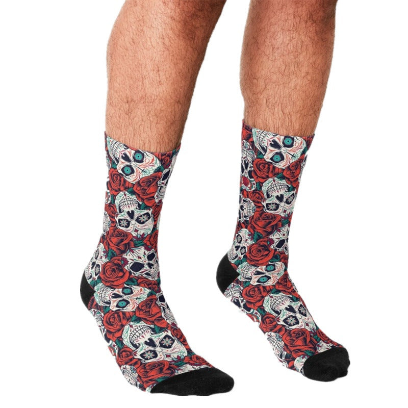 Men's Cartoon Unique Europe And America Cross Border Athletic Socks Digital Printing Lovers' Socks - Mubimart -  