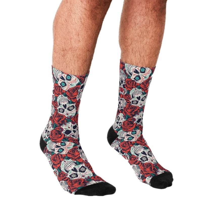 Men's Cartoon Unique Europe And America Cross Border Athletic Socks Digital Printing Lovers' Socks - Mubimart