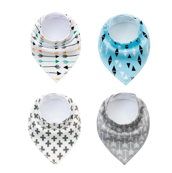 4pcs Lot Bibs Burp Cloth Print Arrow Wave Triangle Baby Bibs Cotton Bandana Accessories - Mubimart