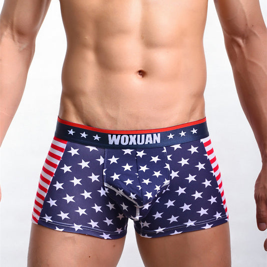 Boxer côtelé imprimé drapeau américain