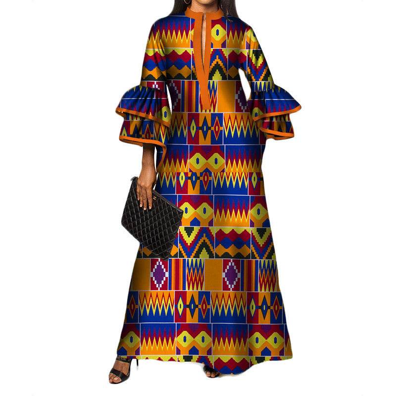 Women's Print Fashion Cotton Formal Dress - Mubimart