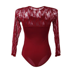 Plus Size  Lingerie Long-sleeved Lace Jumpsuit Perspective - Mubimart -  