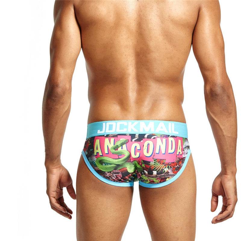 Men's Low Waist Printed Briefs - Mubimart