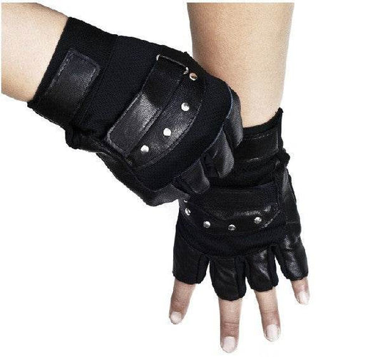 Men's leather warm half finger gloves - Mubimart