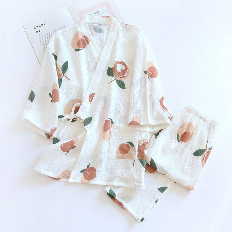 Women's Fashionable Cotton Kimono Gauze Pants Loungewear - Mubimart