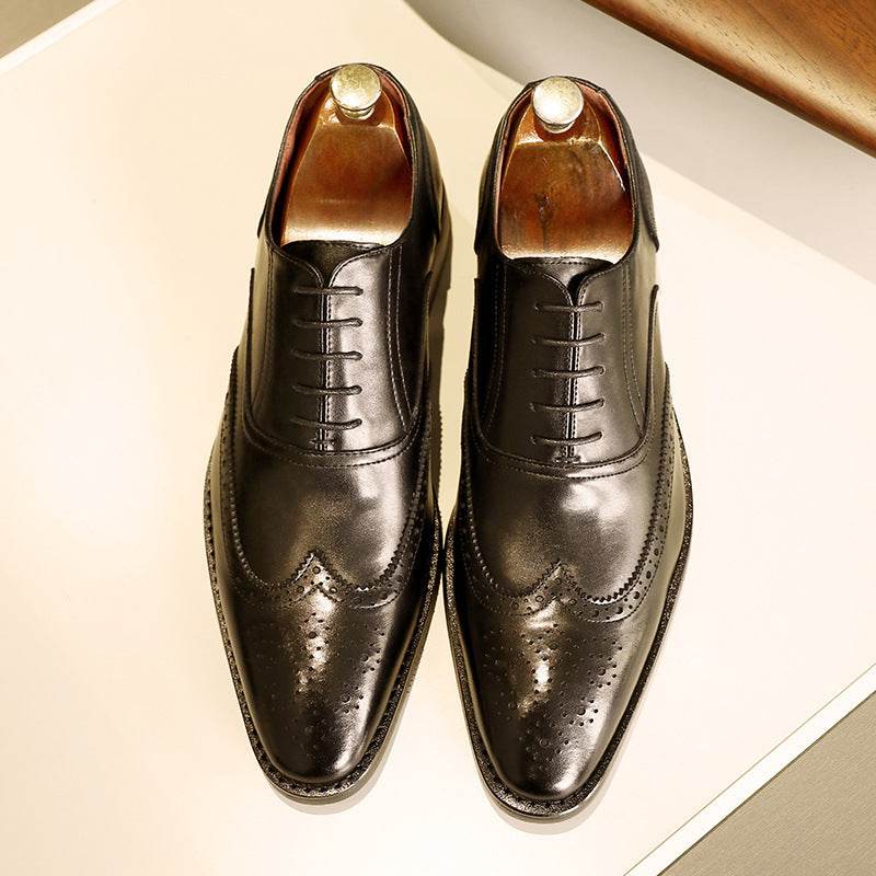 Men's Leather Shoes Shoes Rubber Sole Leather Shoes Oxford Shoes - Mubimart