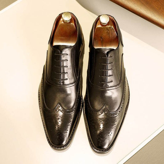 Men's Leather Shoes Shoes Rubber Sole Leather Shoes Oxford Shoes - Mubimart
