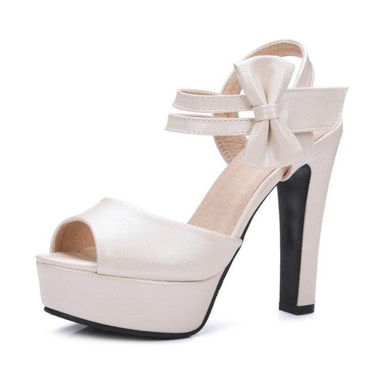 Block Heel Super High Heel Sandals - Mubimart