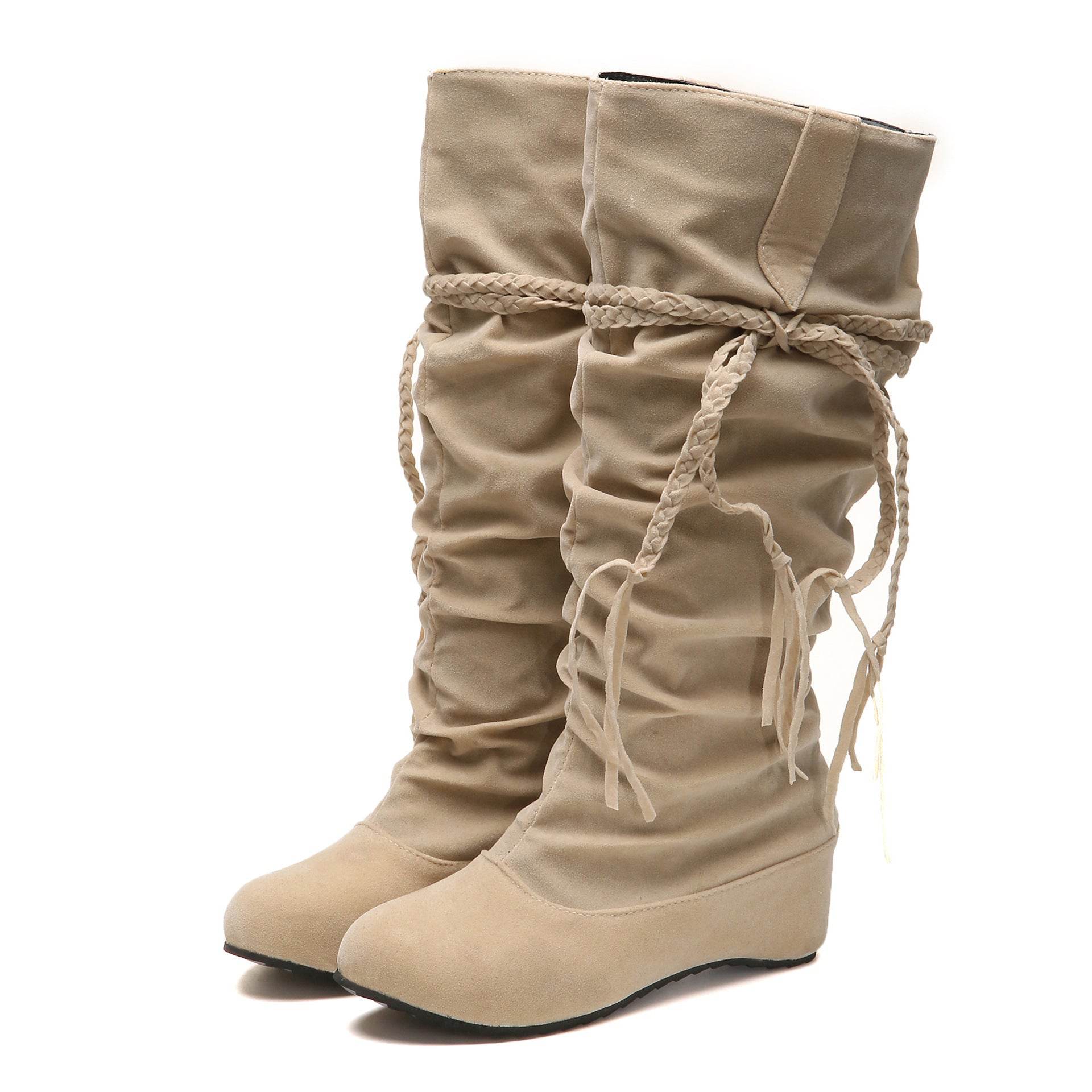 Women's Fashion Casual Tall Rubber-soled Martin Boots - Mubimart