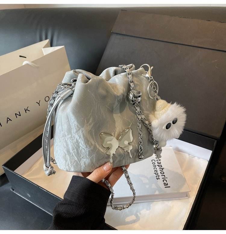Designer Chain Crossbody Fashion Bucket Bag - Mubimart