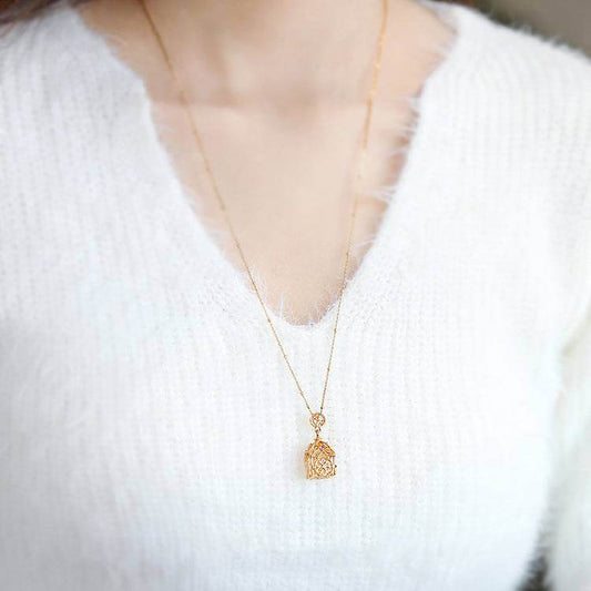 Silver Necklace Pendant Sweater Chain Women - Mubimart