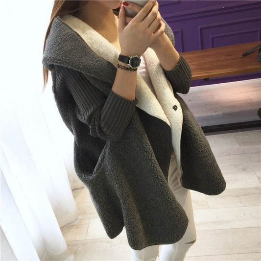 Lambs Wool Plus Size Loose Sweater Cardigan - Mubimart