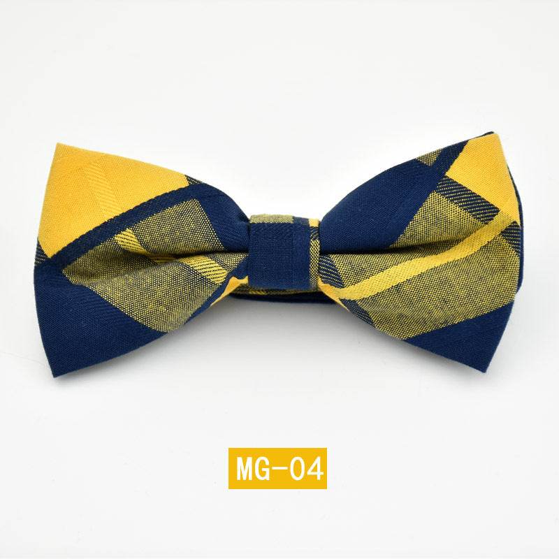 Cotton Bow Tie Men's Wedding Groom Plaid Bow - Mubimart