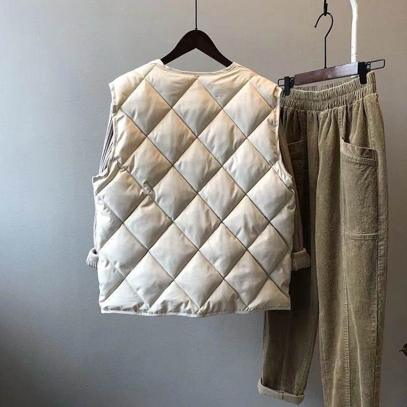 Short Cotton Jacket Vest Women's Loose Puffer Jacket - Mubimart