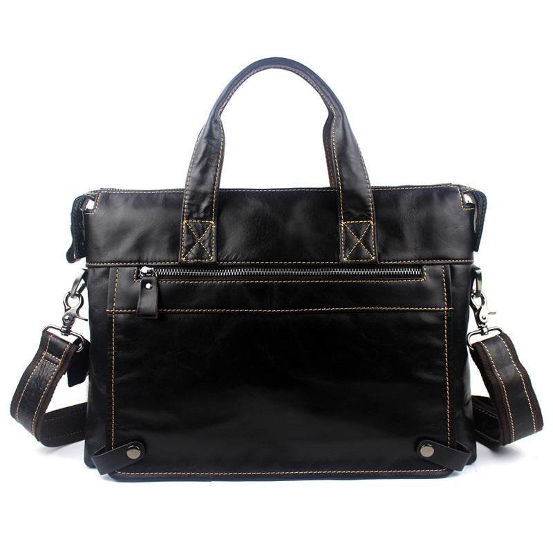 Business first layer leather briefcase - Mubimart
