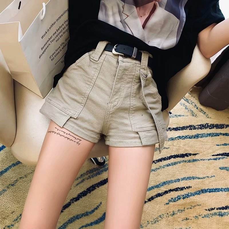Denim shorts women straight loose women high - Mubimart