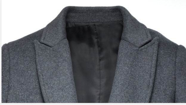 Men's woolen coat slim fit trench coat - Mubimart