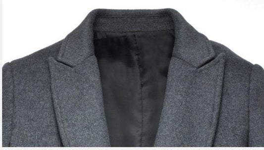 Men's woolen coat slim fit trench coat - Mubimart