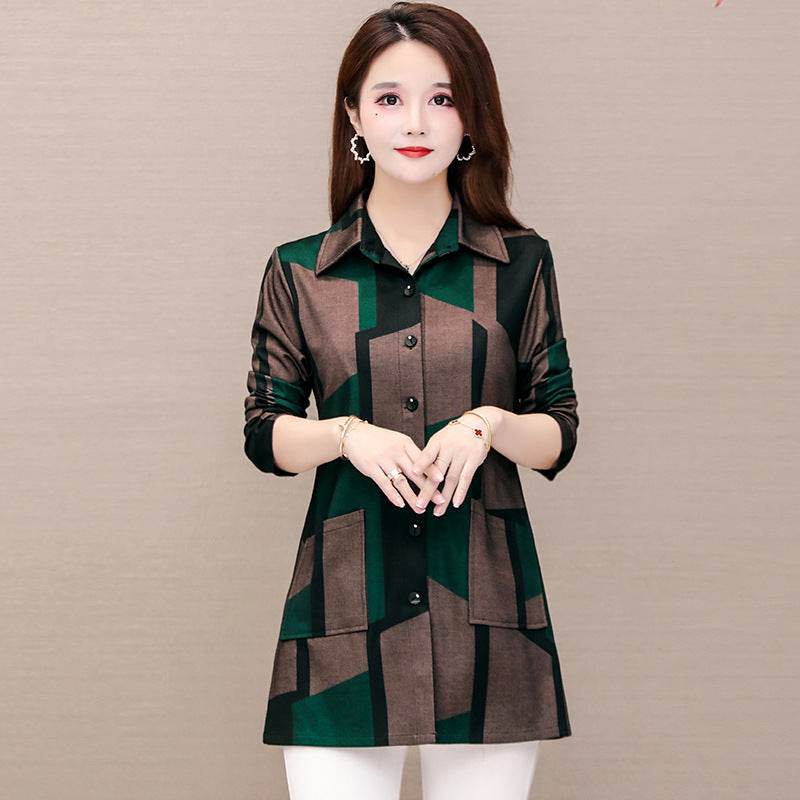 Women's Long-Sleeved Shirt Slim Slimming Blouse Women - Mubimart
