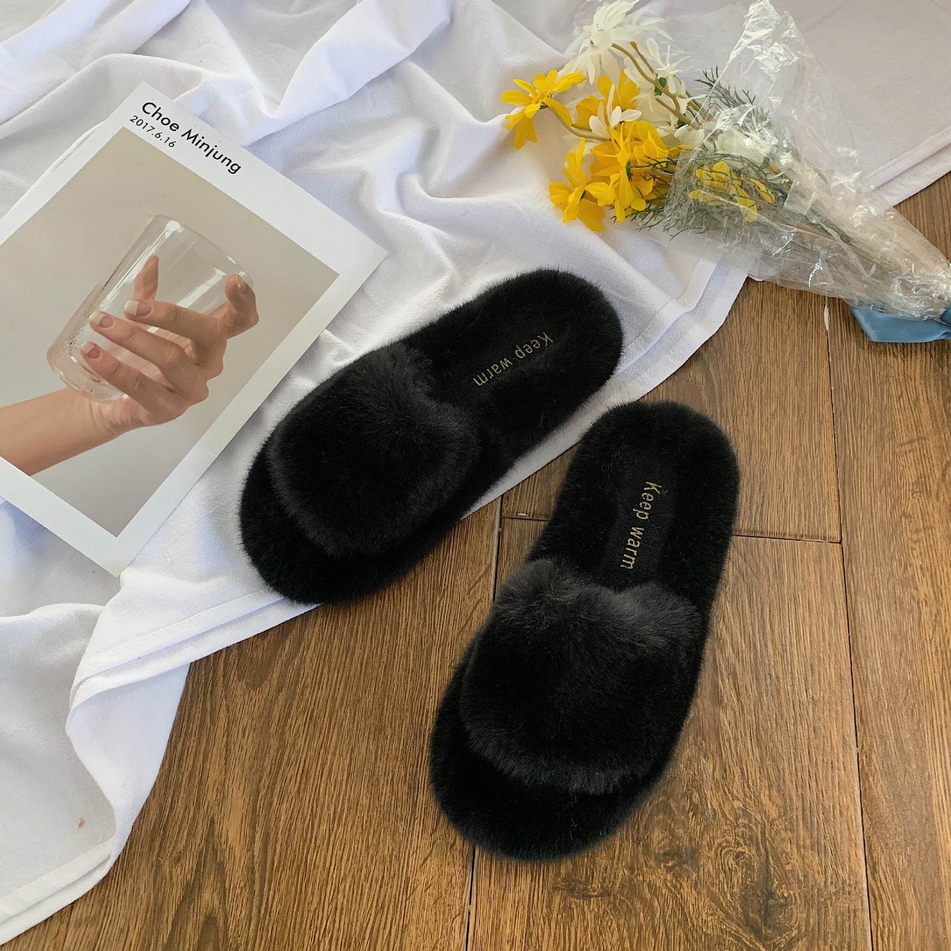 Hairy slippers for women - Mubimart