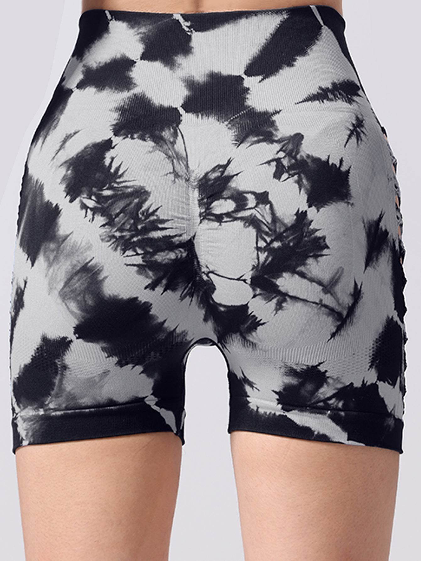 Women's Tie-dye Side Bow Hollow High Waist Hip Lifting Sports Fitness Yoga Shorts, Shorts For Women High Waist Tie Dye Workout Yoga Gym Scrunch Butt Lifting Cycling Biker Shorts - Mubimart