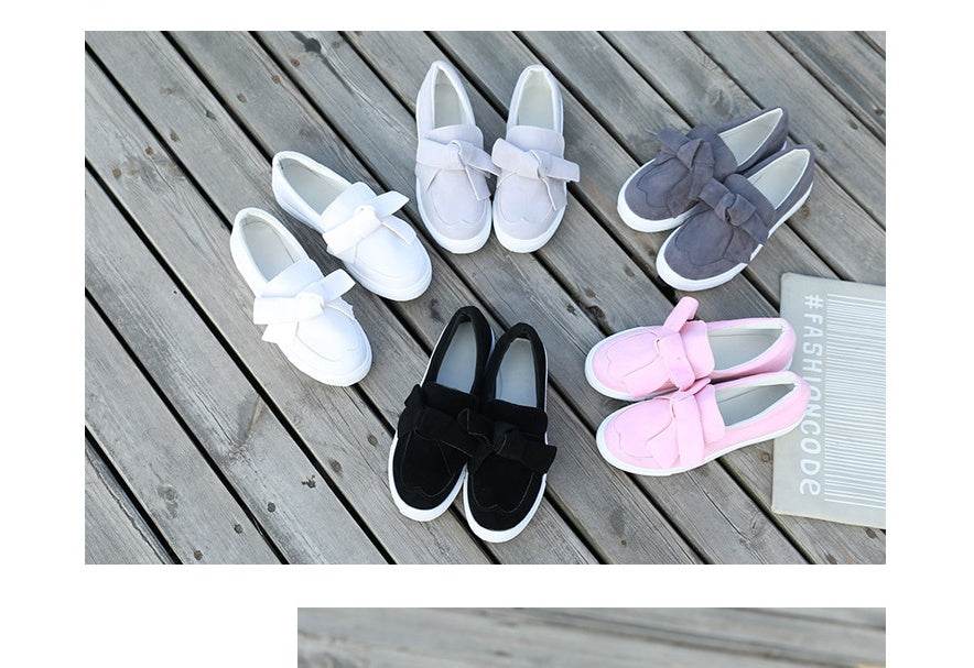 Women Nubuck Loafers Casual Bowknot Shoes - Mubimart