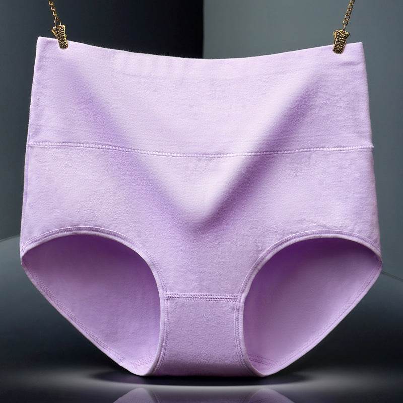 Plus Size Plus Size Cotton Ladies Panties Belly Control Buttocks High Waist Panties Pure Cotton High Waist Panties - Mubimart