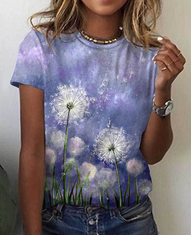 Printed Casual T-shirt For Women - Mubimart