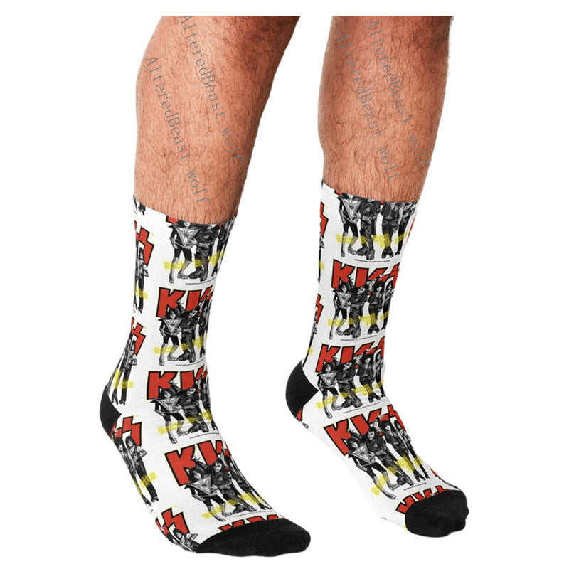 Men's Cartoon Unique Europe And America Cross Border Athletic Socks Digital Printing Lovers' Socks - Mubimart -  