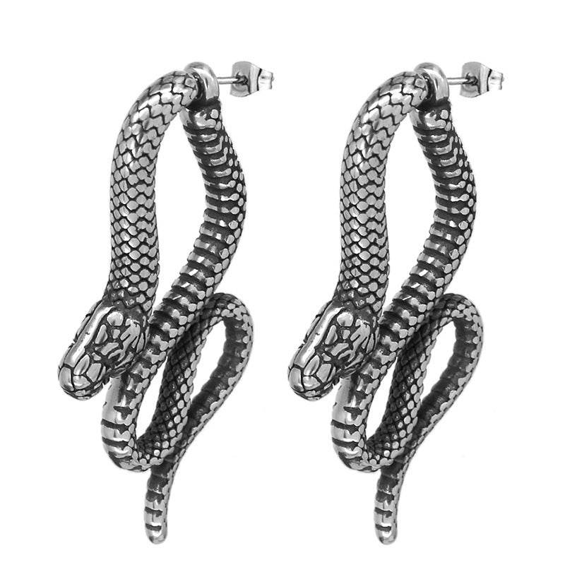 Serpentine Stud Earrings For Men And Women Titanium Steel - Mubimart