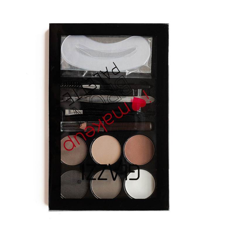 Natural Brown Eyebrow Powder Palette Eye Contour Enhancers Eye Brows Shadow Stamp Shaping Waterproof Makeup Kit With Brush - Mubimart