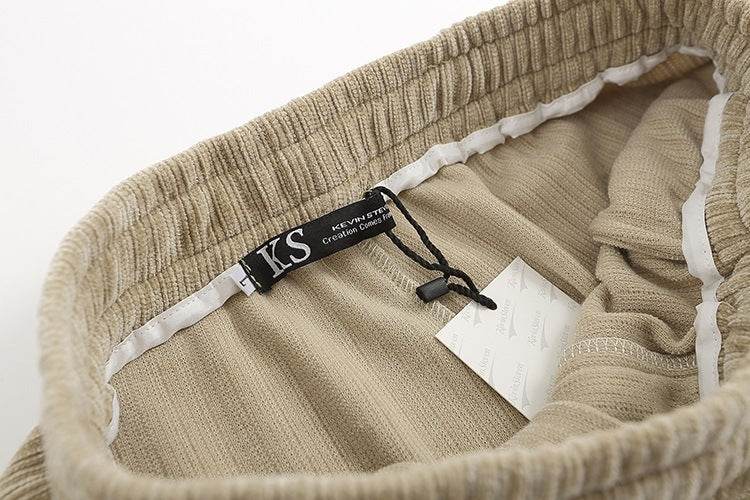 Corduroy Draped Knit Sweatpants For Men - Mubimart