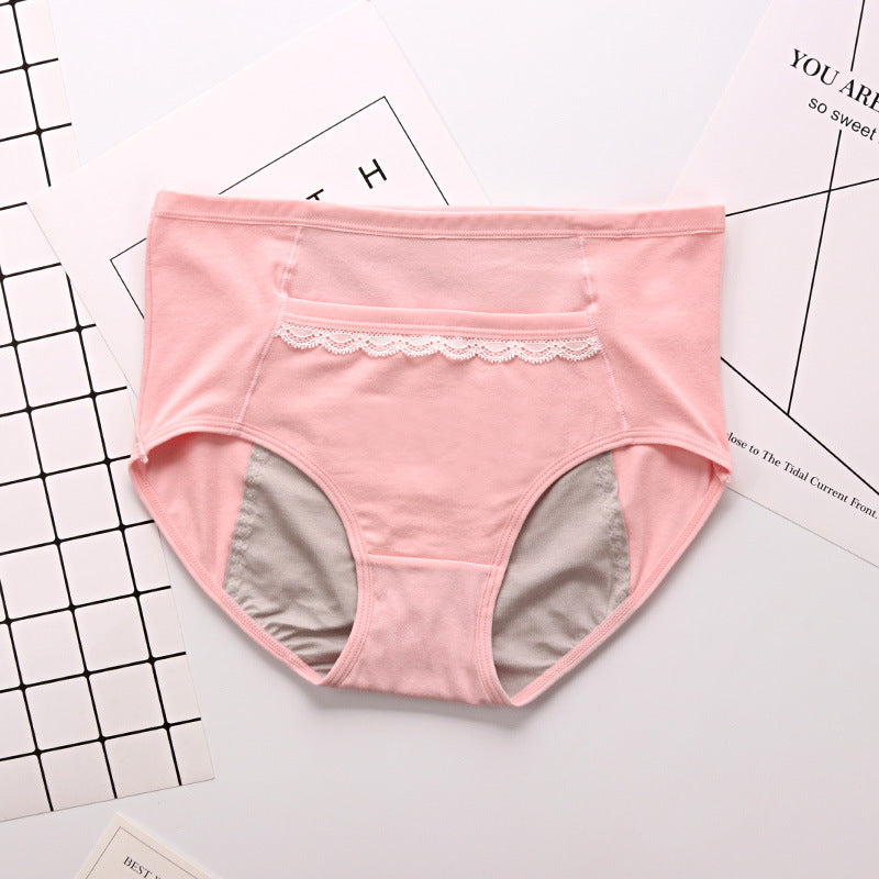 Lady Lace Traceless Briefs Physiological Panties Plus Size Leakproof Belt Pocket Menstrual Panties - Mubimart - Plus Size Panties 