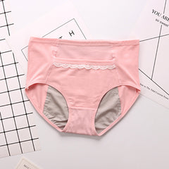 Lady Lace Traceless Briefs Physiological Panties Plus Size Leakproof Belt Pocket Menstrual Panties - Mubimart - Plus Size Panties 