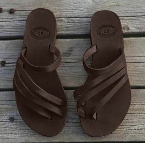 Flat toe flat sandals - Mubimart