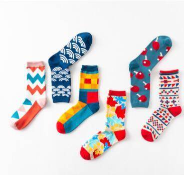 Crew Color Cotton Happy Socks Men Women British Casual Harajuku Designer Fashion Brand Novelty Art For Couple Funny - Mubimart