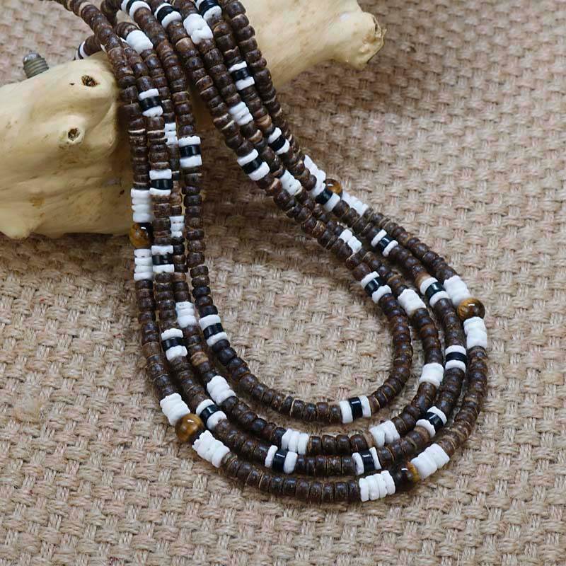 Men Tribe Ethnic Coconut Shell Necklace Men - Mubimart