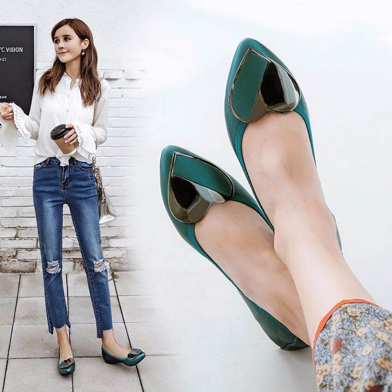 Women's flat shoes pointed toe soft egg roll shoes - Mubimart