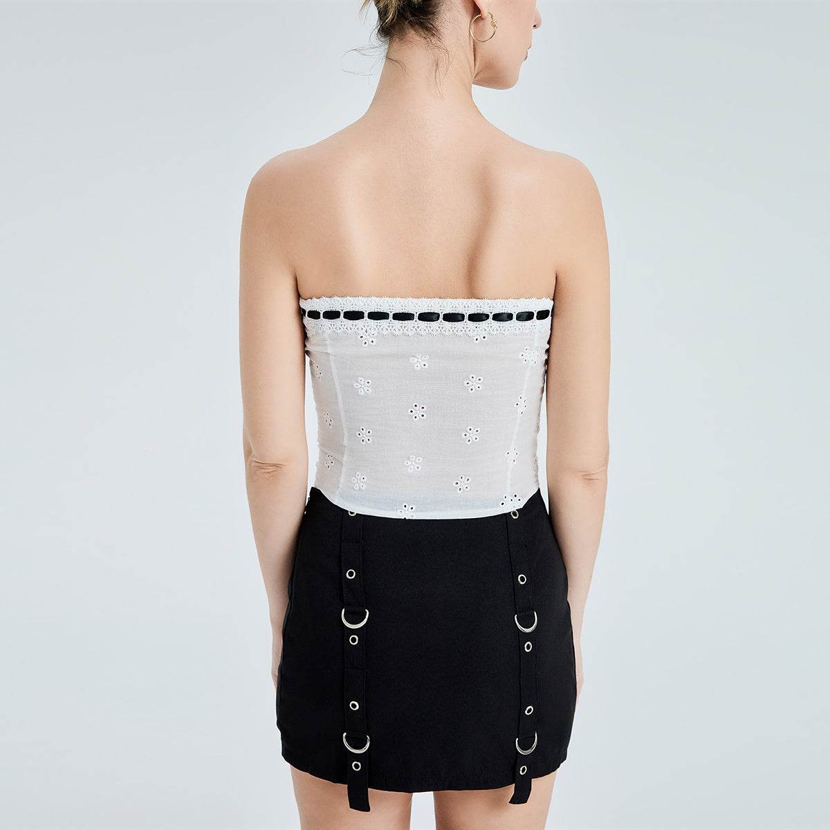 Contrasting Color Strap Camisole Top - Mubimart