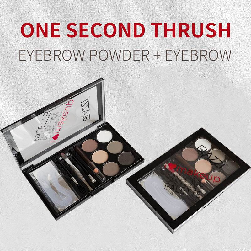 Natural Brown Eyebrow Powder Palette Eye Contour Enhancers Eye Brows Shadow Stamp Shaping Waterproof Makeup Kit With Brush - Mubimart