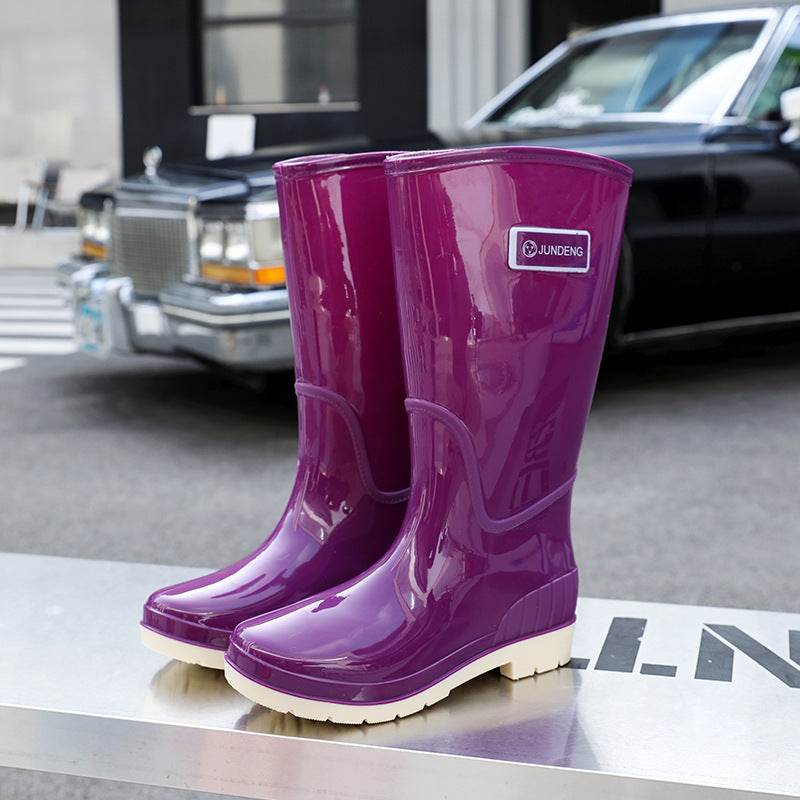 Adult High-top Women's Rain Boots Non-slip Waterproof Kitchen Work PVC Water Shoes Women - Mubimart