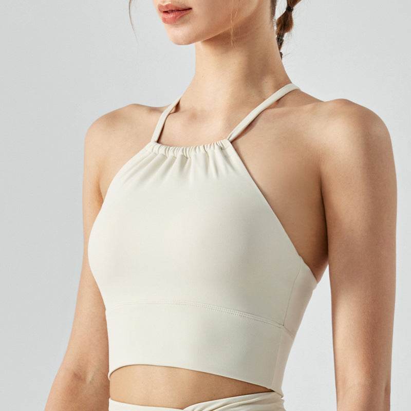 Front Collar Fold Movement Underwear Women With Chest Pad Workout Top - Mubimart